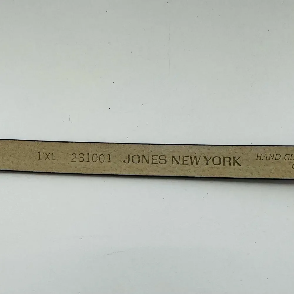 Vintage 1980s Black Brass Buckle Jones New York Belt 1X Fits 32-35 Taiwan